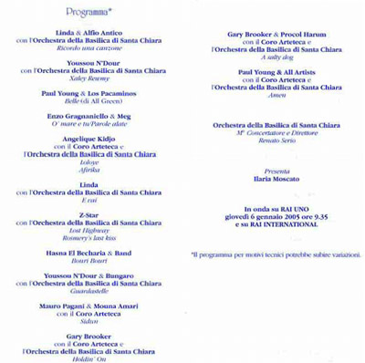 Programme for the night's entertainment