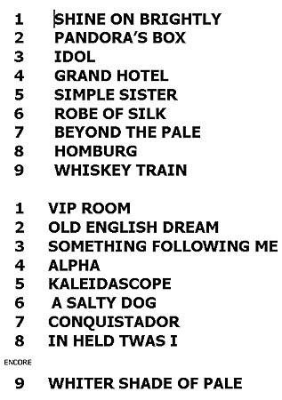 The printed list ... not quite what was actually played