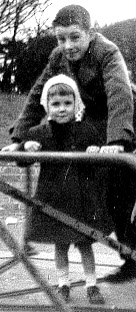 Barrie and Pam ... on the roundabout, long ago